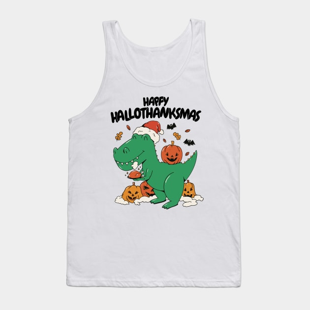 Festive Dino Delight Tank Top by Life2LiveDesign